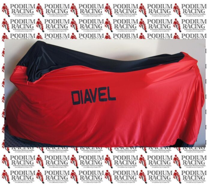 DUCATI DIAVEL INDOOR BIKE COVER CUSTOM FITTED WITH SOFT LINING RED & BLACK TOP