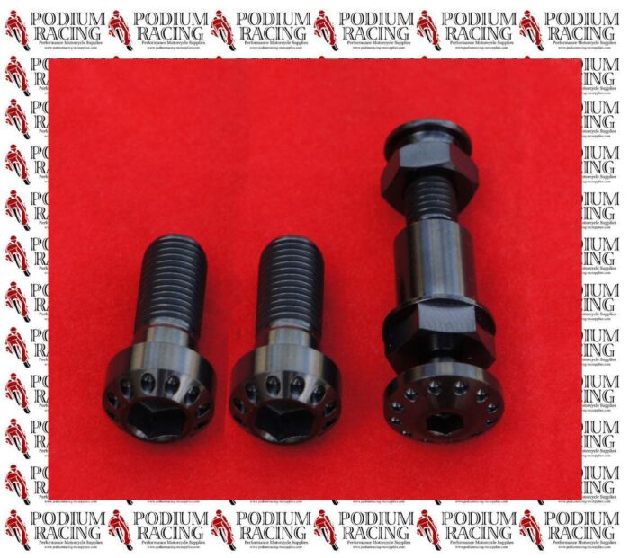 DUCATI MONSTER BLACK TITANIUM KICK SIDE STAND PIVOT & FRAME BOLT SET 821 1200