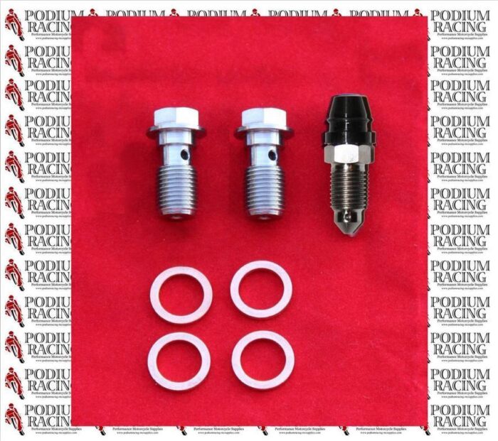 DUCATI SILVER TITANIUM REAR BRAKE BANJO BOLTS & BLEED NIPPLE SET 749 999